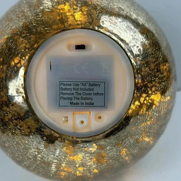 GLASS LARGE GOLD CRACKLE LIGHTED BALL 32” ROUND WITH A 3.5” Flat surface holiday - Picture 3 of 4